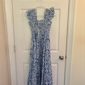 Hill House Blue and White Ruffled Smocked Sundress